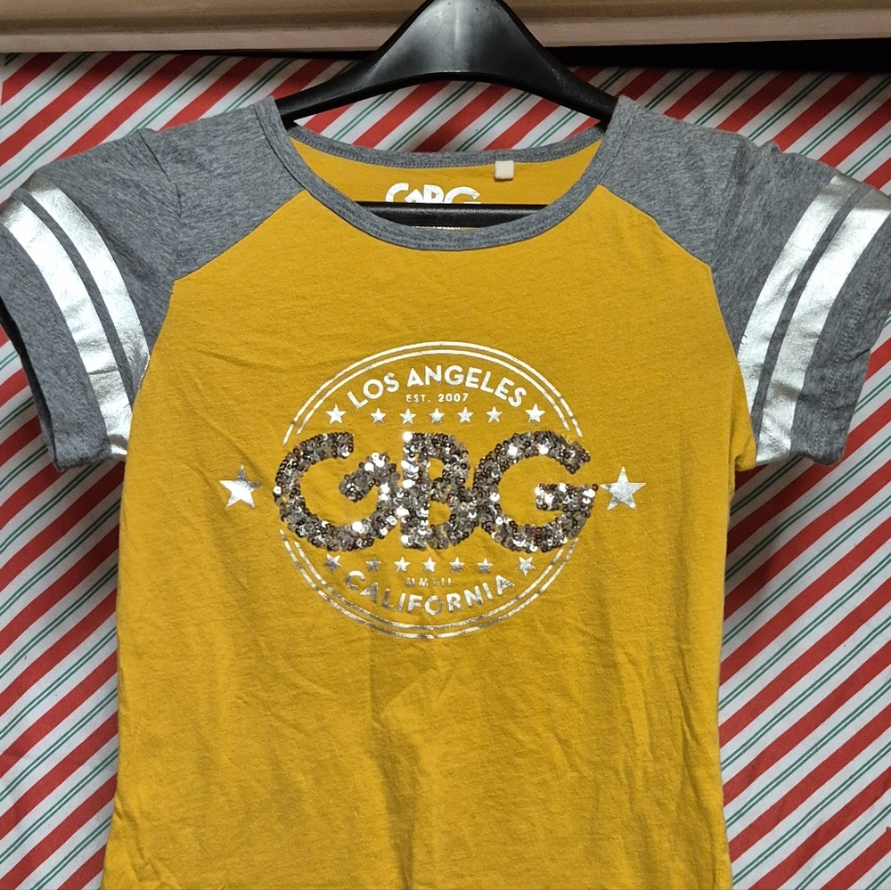 GBG Yellow and Gray Embellished Graphic Tee